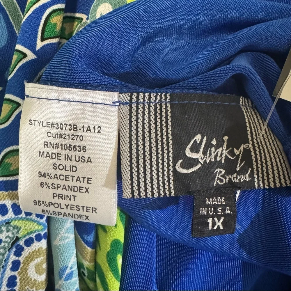 Slinky Brand Colorful Paisley Open Front Cardigan Artsy Stretch 1X NWT - Picture 7 of 8